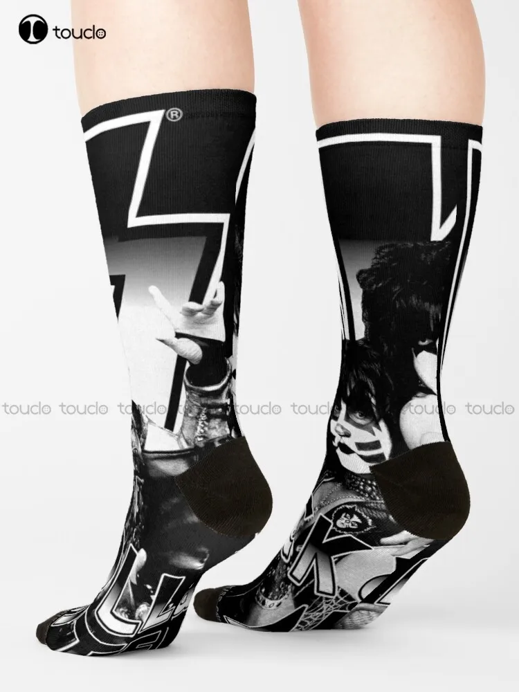 

Kiss Rock Band Black And White Rock & Roll All Nite Spaceman Catman Starman Demon Socks Girl Socks Unisex Adult Teen Youth Socks