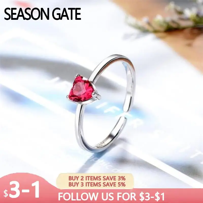 Season Gate Silver Color Fashion Romantic Shining Red Heart Shape Adjustable Size Open Ring for Woman Girls SR028
Season Gate Silver Color Fashion Romantic Shining Red Heart Shape Adjustable Size Open Ring for Woman Girls SR028