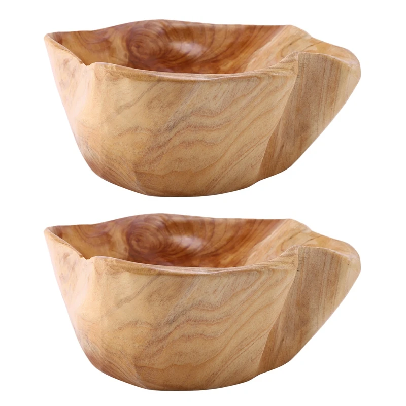 

2X Household Fruit Bowl Wooden Candy Dish Fruit Plate Wood Carving Root Fruit Plate Wood 20-24 Cm