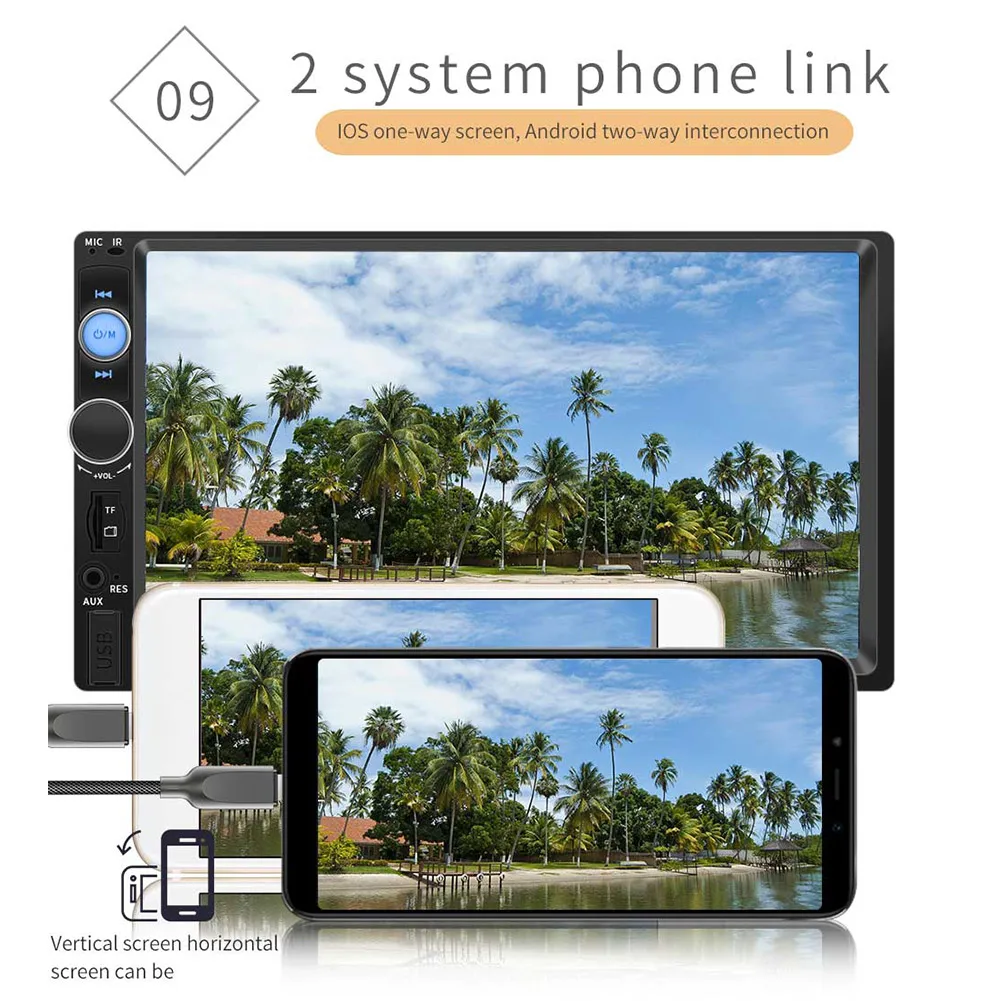 7-inch Large Screen Car MP5 Player USB Card Car Radio MP3 Bluetooth Hands-free Reversing Apple Android Mobile Phone Interconnect
7-inch Large Screen Car MP5 Player USB Card Car Radio MP3 Bluetooth Hands-free Reversing Apple Android Mobile Phone Interconnect