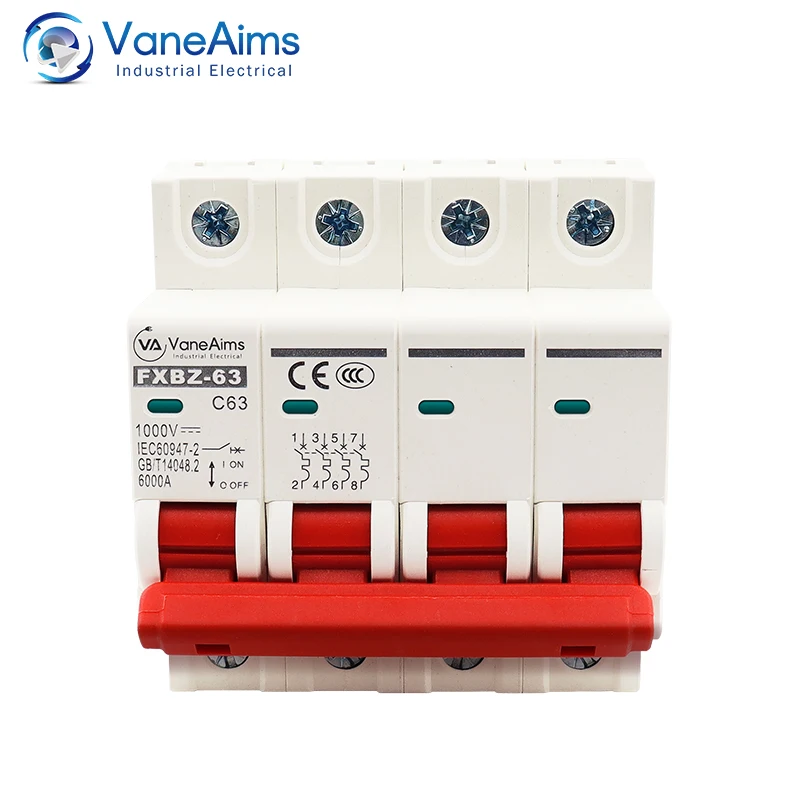 4P DC 1000V Solar circuit breaker switch 6A/10A/16A/20A/25A/32A/40A/50A/60A/63A 4 Pole MCB for Photovoltaic PV System
4P DC 1000V Solar circuit breaker switch 6A/10A/16A/20A/25A/32A/40A/50A/60A/63A 4 Pole MCB for Photovoltaic PV System