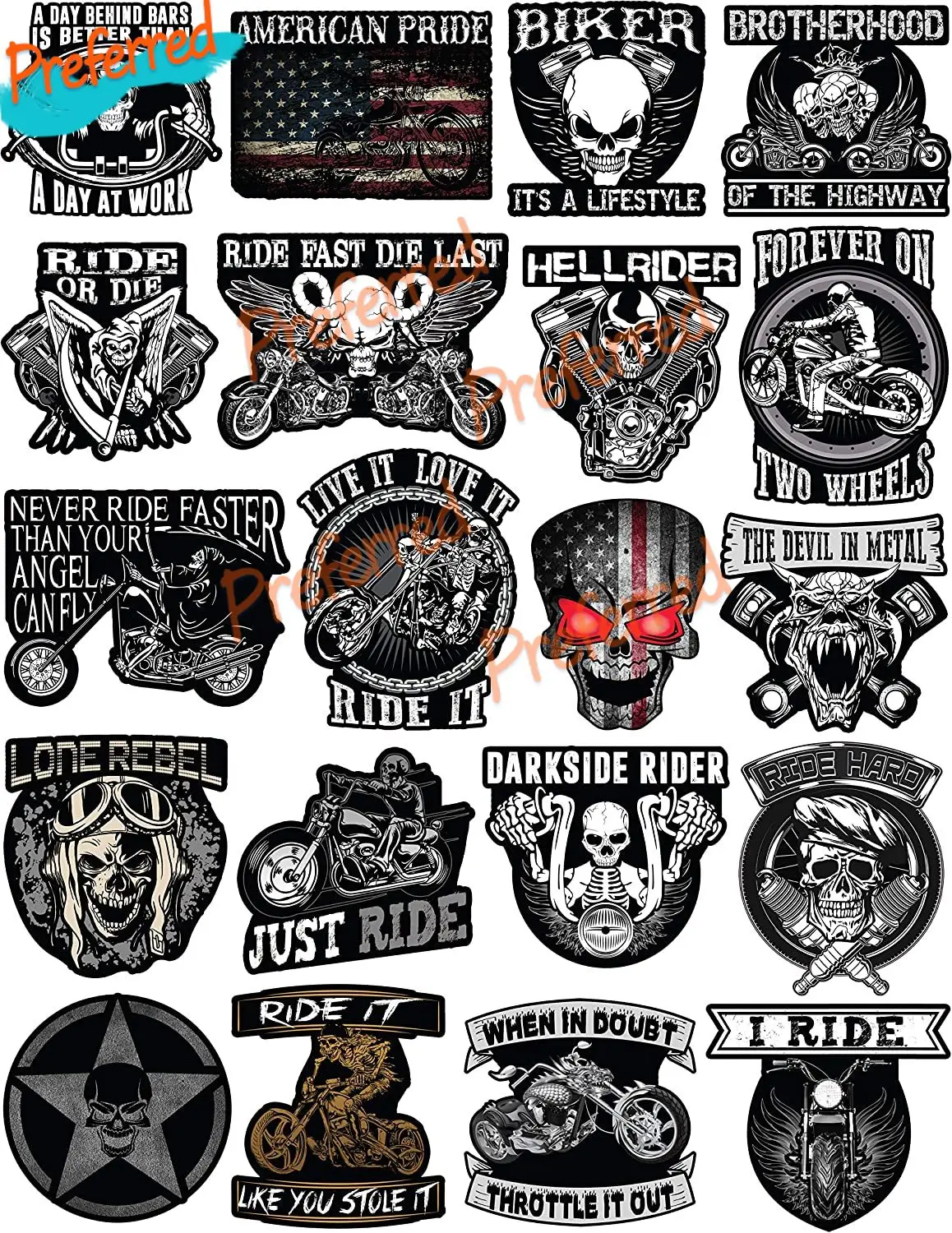 Motorcycle Helmet Stickers - 100% Vinyl - Stickers for Adults – Badass Motorcycle Decals Including Skulls, American Flag
Motorcycle Helmet Stickers - 100% Vinyl - Stickers for Adults – Badass Motorcycle Decals Including Skulls, American Flag