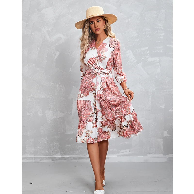 V-neck Women Maxi Printed Three-quarter Sleeve Dress Casual Waist Boho Beach Holiday Classy Sundress Versatile Autumn Pastoral
V-neck Women Maxi Printed Three-quarter Sleeve Dress Casual Waist Boho Beach Holiday Classy Sundress Versatile Autumn Pastoral