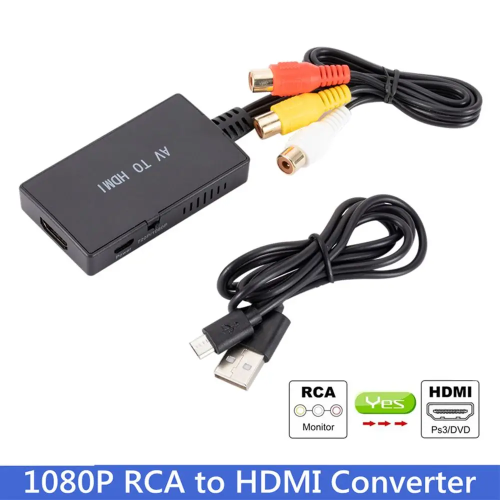

Player VCR Composite to HDMI Adapter Support 1080P PAL/NTSC RCA to HDMI Converter Audio Video For PS1 PS2 PS3 STB Xbox