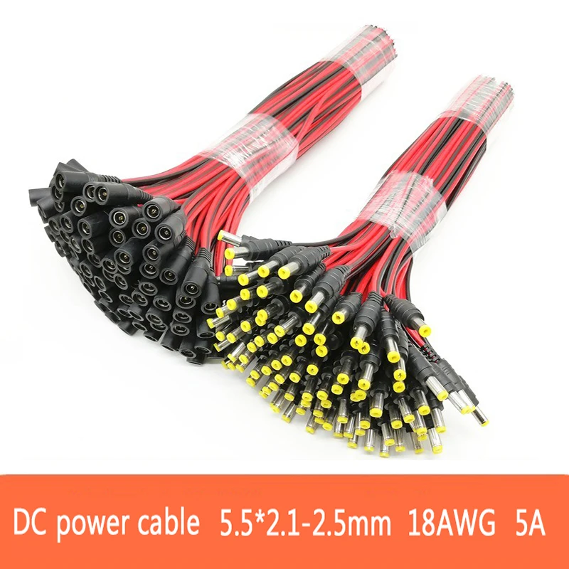 18 AWG Male Female Power Connector 2pin 5A 5-24V Power Adapter 30cm Wire Cable 5.5x2.1mm Plug for TV Camera LED Strip Lights
18 AWG Male Female Power Connector 2pin 5A 5-24V Power Adapter 30cm Wire Cable 5.5x2.1mm Plug for TV Camera LED Strip Lights