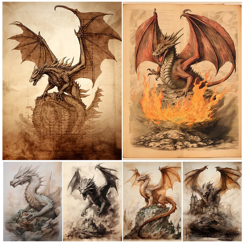 Magic Dragon Vintage Wall Art Canvas Painting Epic Fantasy Demon Dragon Art Poster And Print For Living Room Decoration Unframed
Magic Dragon Vintage Wall Art Canvas Painting Epic Fantasy Demon Dragon Art Poster And Print For Living Room Decoration Unframed