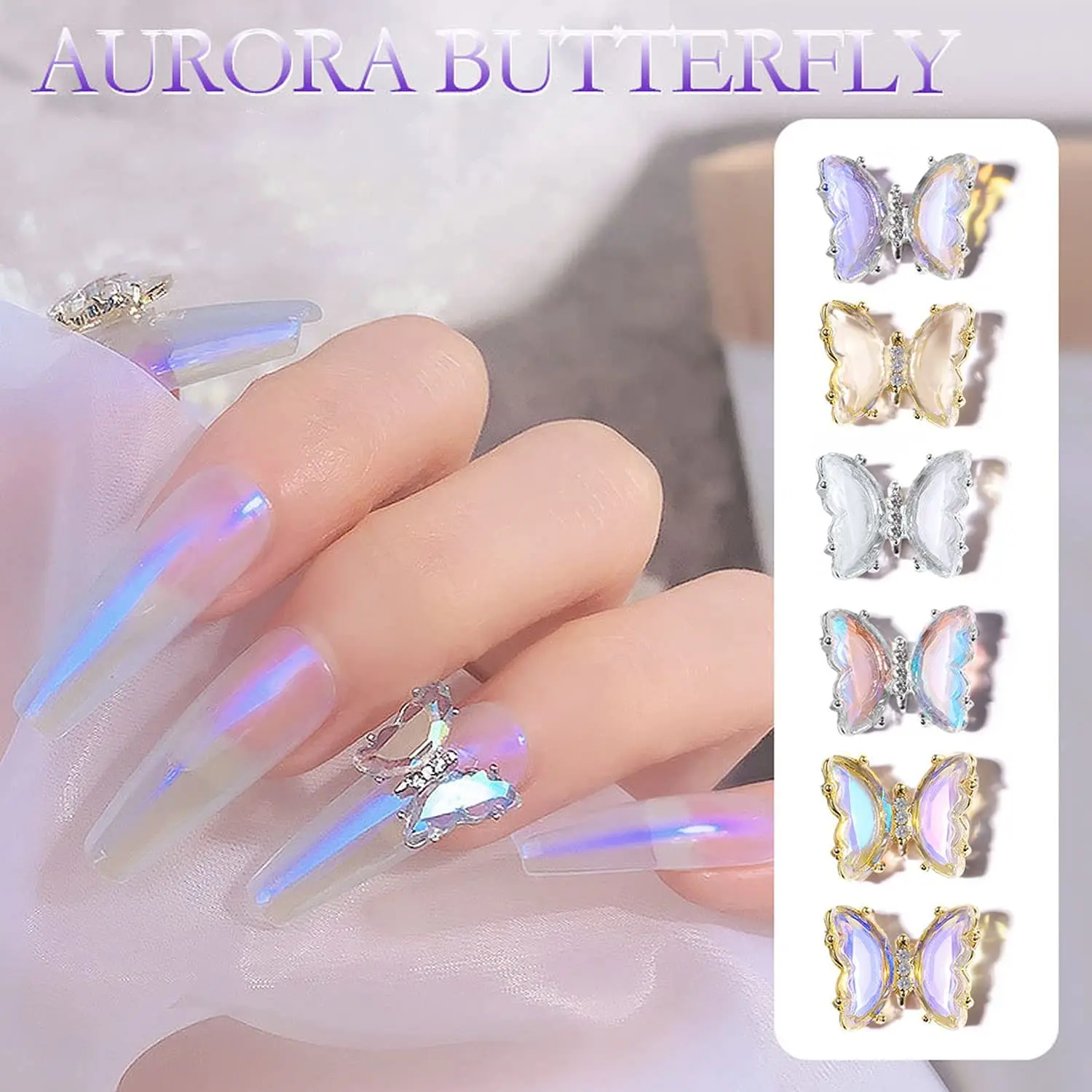 10Pcs Nail Art Jewelry Crystal Butterfly AB Aurora Fantasy Color 3D Stereo Shiny Transparent Nail Diamond Fingernail Decoration
10Pcs Nail Art Jewelry Crystal Butterfly AB Aurora Fantasy Color 3D Stereo Shiny Transparent Nail Diamond Fingernail Decoration