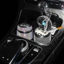 New Luxury LED Car Ashtray Cigarette Funny Cigar Ashtray Container Ashtray Gas Bottle Ash Tray Bling Car Accessories for Girls