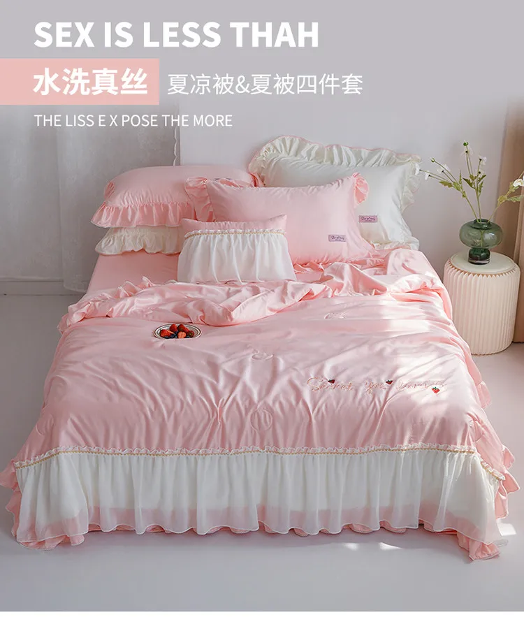 

FAMCX GJILY Thin Quilt Air Conditioner Cool Comforter Summer Quilts Emulation Silk Bedspread King Size Mechanical Wash Blanket