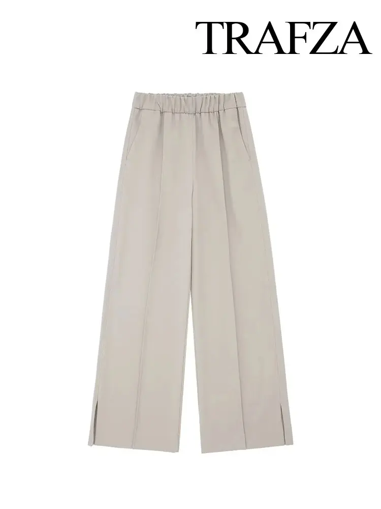 TRAFZA Autumn Women's Wide-leg Pants Fashionable High Waist Elastic Side Pockets Slit Hem Straight Pants Women's Trousers
TRAFZA Autumn Women's Wide-leg Pants Fashionable High Waist Elastic Side Pockets Slit Hem Straight Pants Women's Trousers