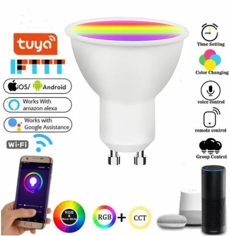 Tuya Smart Wifi Gu10 Light,Smart Home LED RGBCW 9W Dimmable Lamp Voice Control Smart Life APP,Supports Alexa Smart Speaker
Tuya Smart Wifi Gu10 Light,Smart Home LED RGBCW 9W Dimmable Lamp Voice Control Smart Life APP,Supports Alexa Smart Speaker