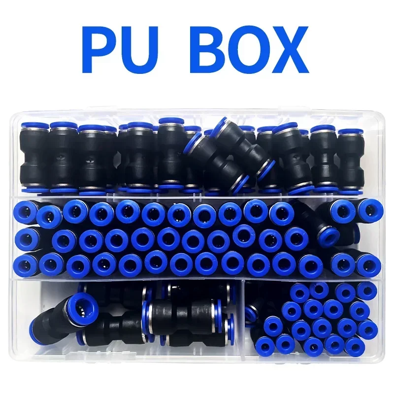 Прямые пневматические фиттинги PU4 PU6 PU8 PU14 4/6/8/10 мм в коробке 23/60/80/100 шт.