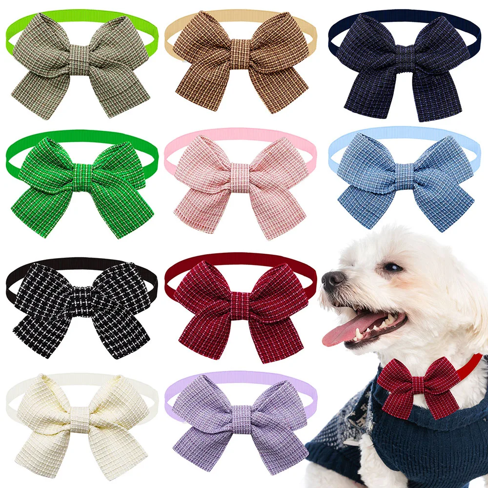 

50PCS Samll Dog Cat Bowties Plaid Style Samll Dog Cat Bow Tie Neckties For Dogs Pets Grooming Dog Accessories For Small Dogs