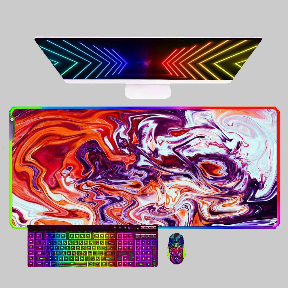 

Marbling RGB Mouse Pad Game Rubber Pc Keyboard Laptop Computer Speed LED 90x40 Carpet Desk Mat Gaming Acessories Tablet Mousepad