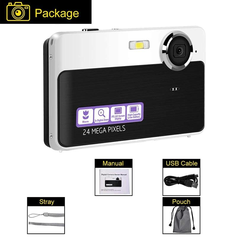 24 Million Digital Camera 2.4inch Lcd Rechargeable Hd Digital Camera Compact Pocket Cameras With 3X Zoom For Students/Adults
24 Million Digital Camera 2.4inch Lcd Rechargeable Hd Digital Camera Compact Pocket Cameras With 3X Zoom For Students/Adults