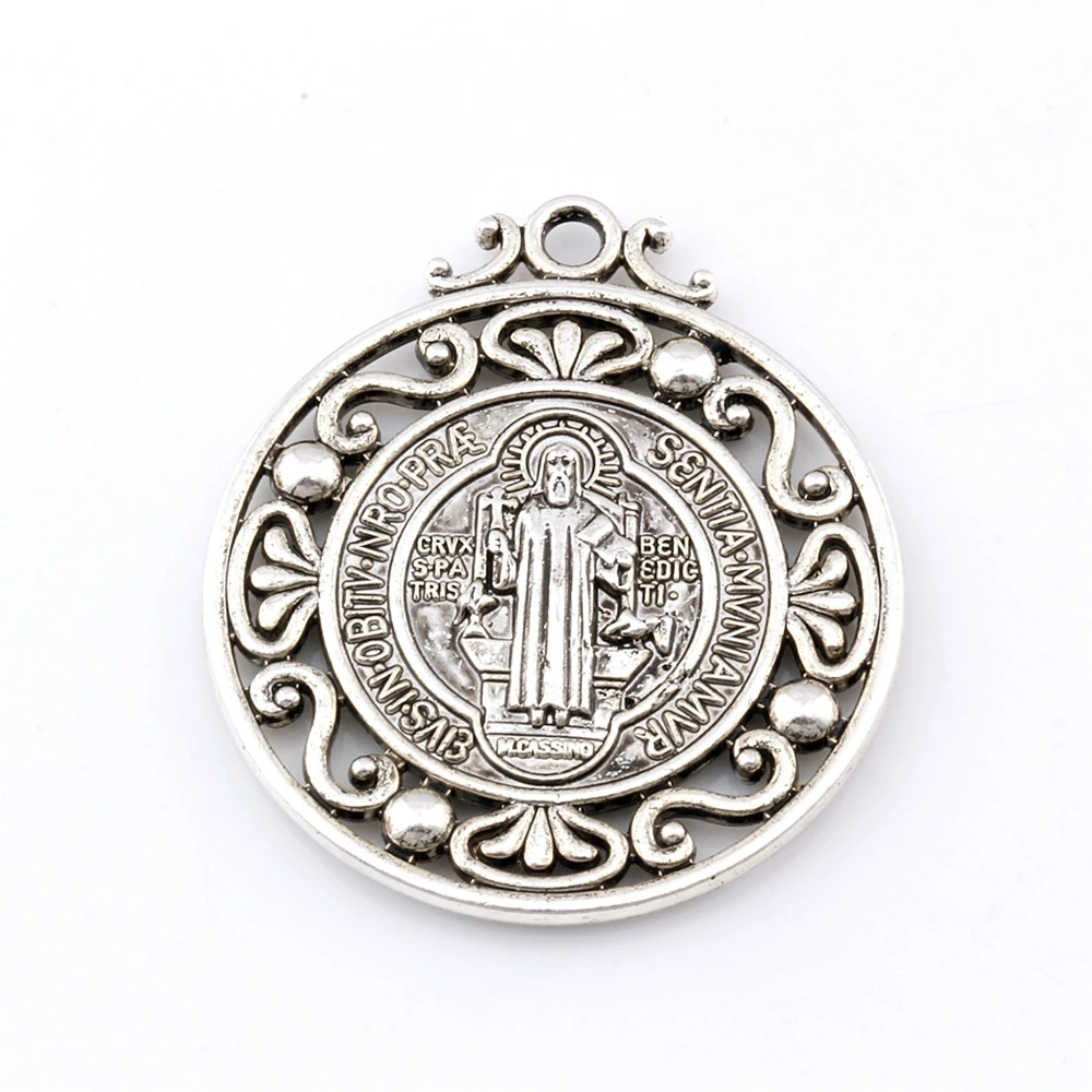 12Pcs Antique SilvAlloy Saint St Benedict OF Nursia Patron Against Evil Medal Charms Pendants For Jewelry Making 40X45.5mm A-483
12Pcs Antique SilvAlloy Saint St Benedict OF Nursia Patron Against Evil Medal Charms Pendants For Jewelry Making 40X45.5mm A-483