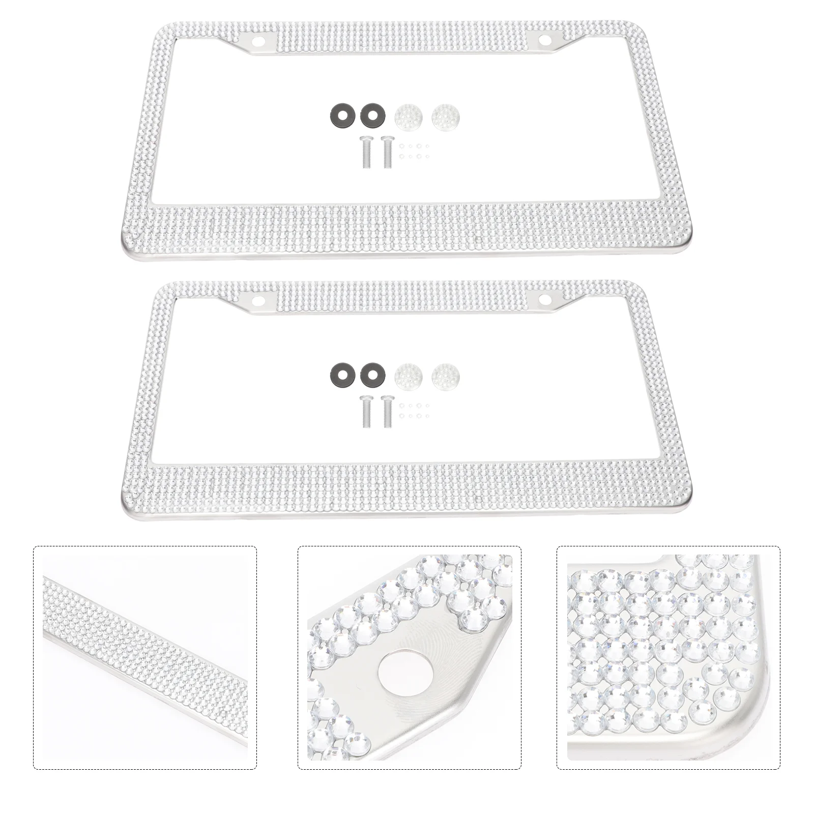 Bling Rhinestone License Plate Frames 2Pcs Sparkly Glitter Metal Car License Plate Frame Cover with Screws
Bling Rhinestone License Plate Frames 2Pcs Sparkly Glitter Metal Car License Plate Frame Cover with Screws