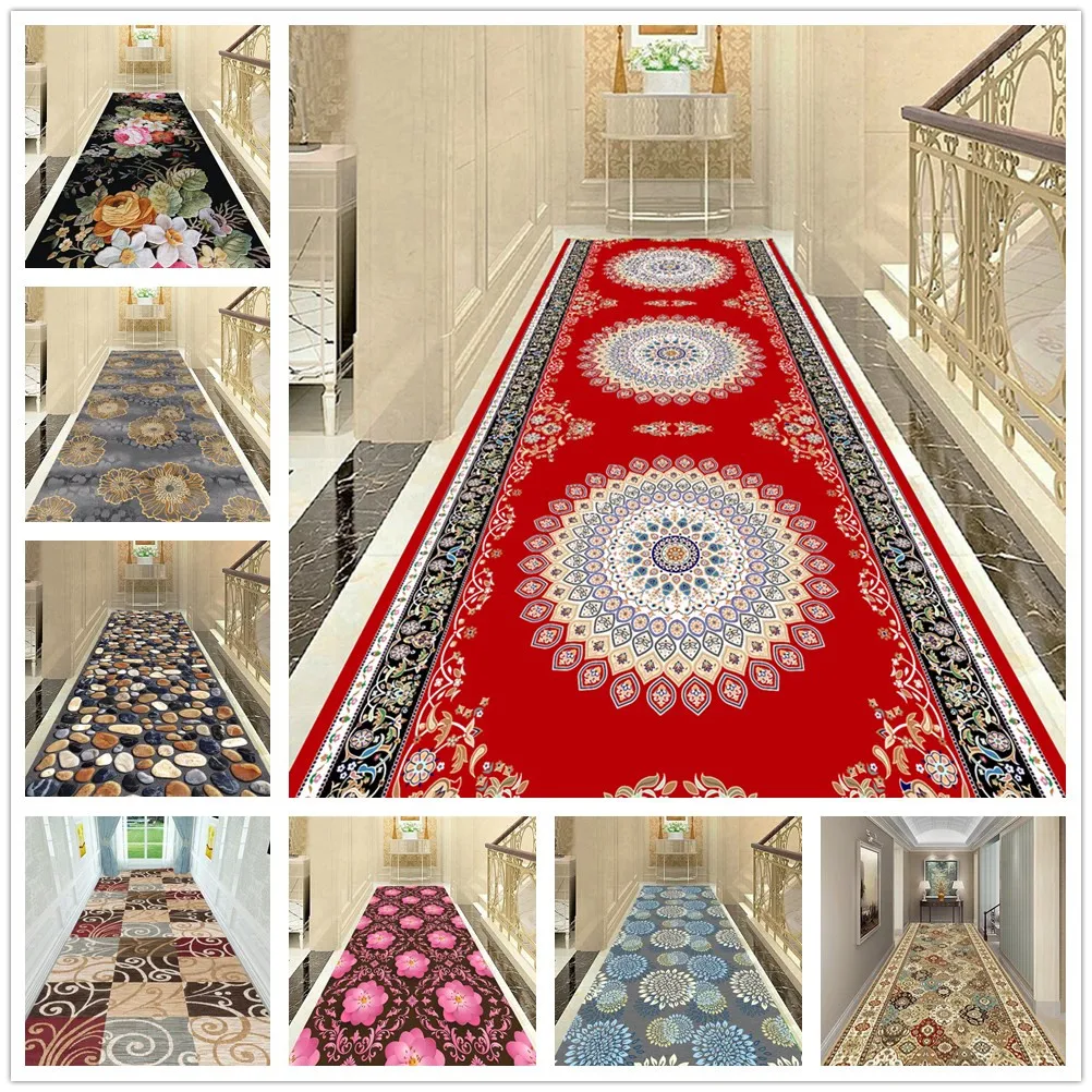 

Moroccan Style Floral Living Room Carpets Corridor Hallway Kitchen Rug Mat Floor Area Rug Flannel Non-Skid Modern Bed Room Rugs