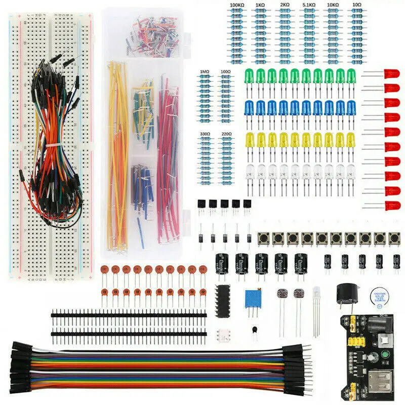 Electronic Component Starter Kit For Arduino 830 Connection Point Breadboard Cable Resistor Jumper Wire With Retail Box
Electronic Component Starter Kit For Arduino 830 Connection Point Breadboard Cable Resistor Jumper Wire With Retail Box