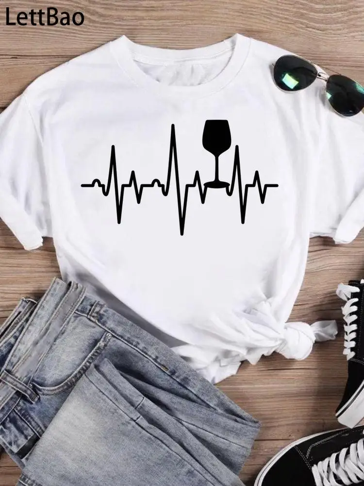 Love Heartbeat Graphic Women T-shirts Summer Casual Top Fashion Print Wine Love Cute Cartoon Streetwear Short Sleeve T Shirts
Love Heartbeat Graphic Women T-shirts Summer Casual Top Fashion Print Wine Love Cute Cartoon Streetwear Short Sleeve T Shirts