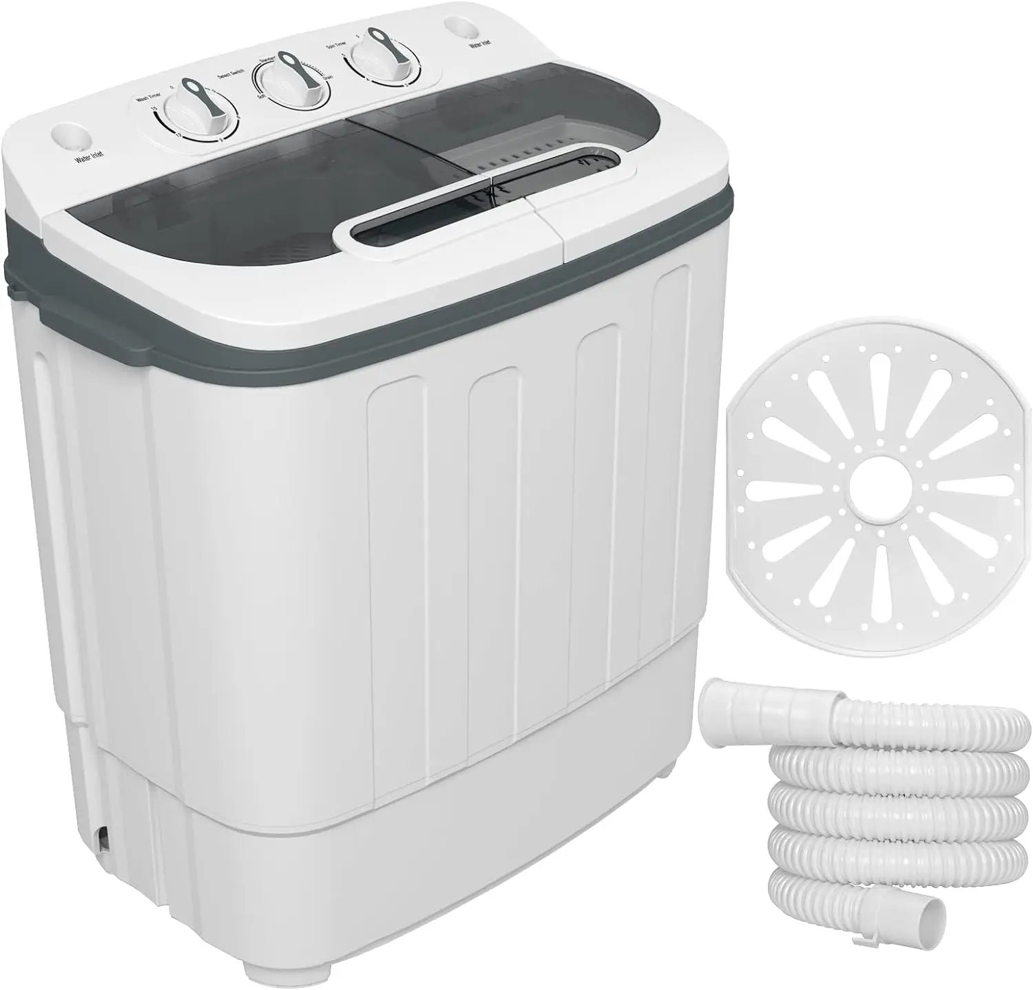 

Portable Mini Washing Machine, 17 Lbs Capacity Washer and Spinner Combo, 2 in 1 Compact Twin Tub Laundry, Washer(11Lbs) & Sp