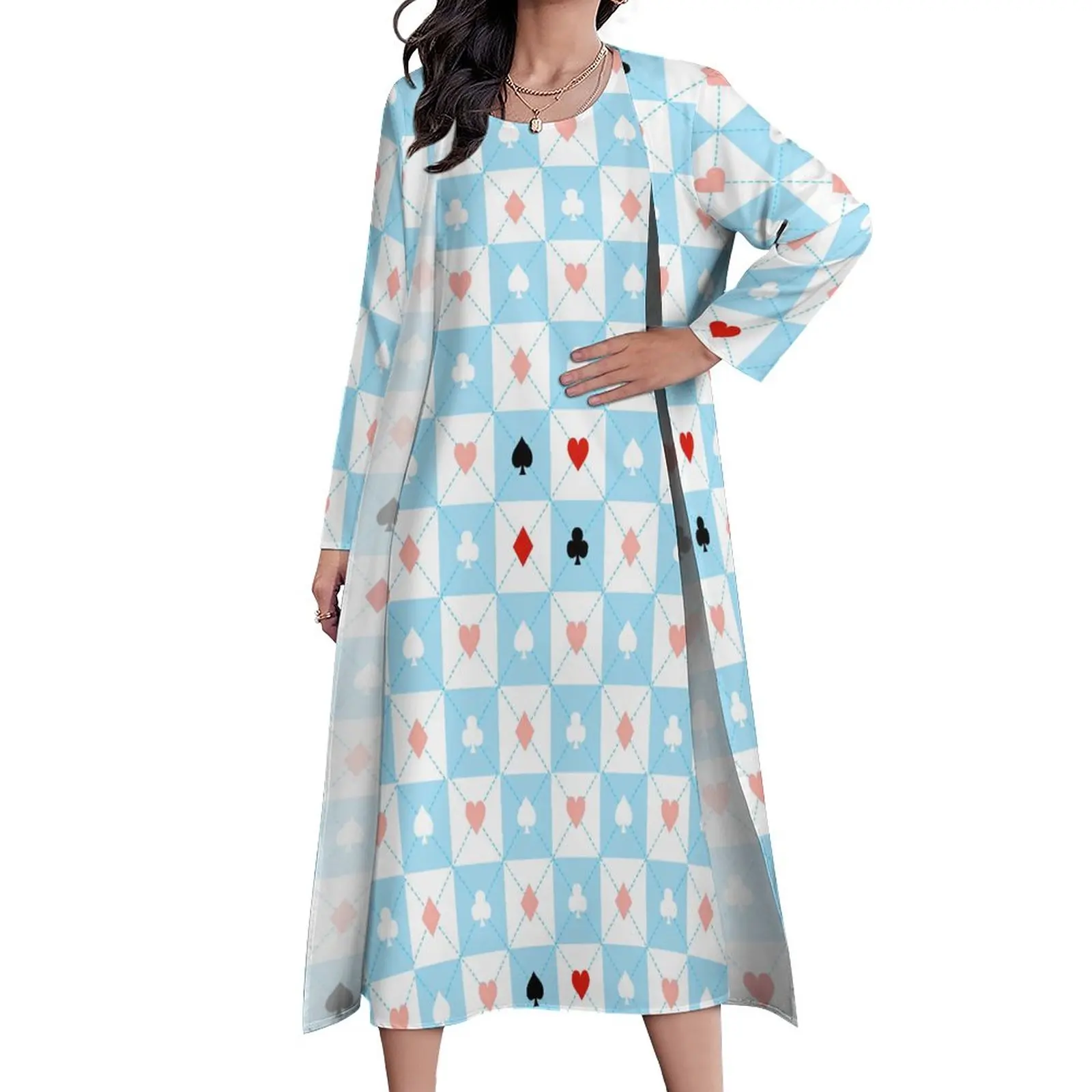 

Женское длинное платье в синюю и белую клетку, размеры до 5XL