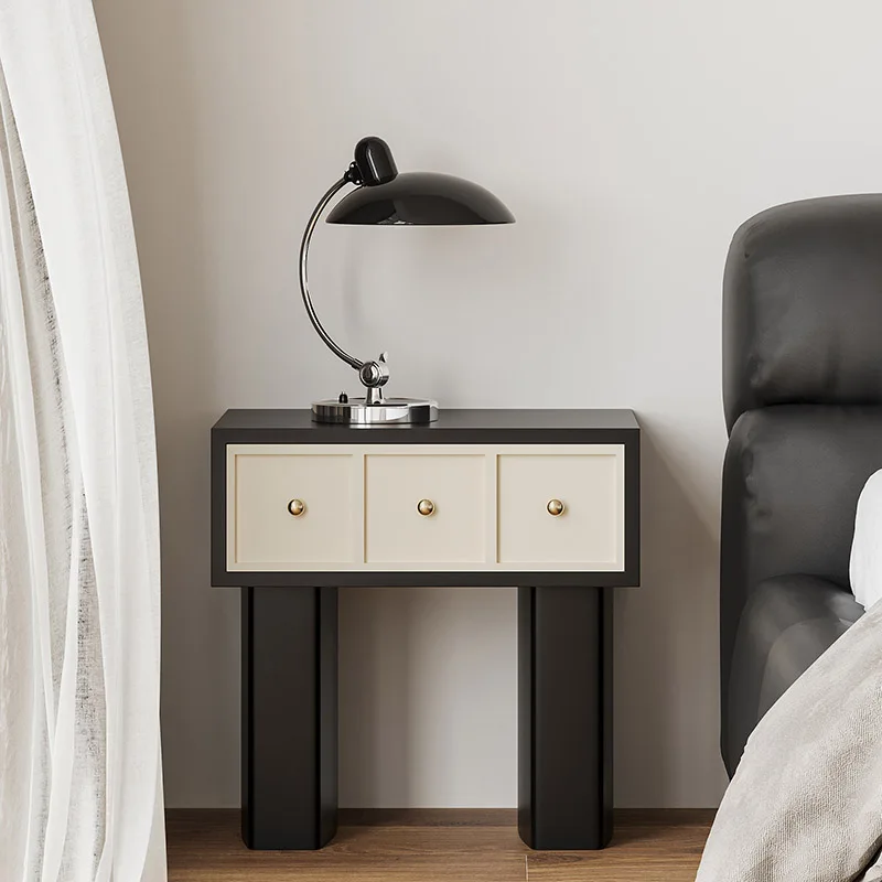 

Black Wood Bedside Table Drawers Modern Simple Luxury Nordic Bedside Table Minimalistic Storage Mesita De Noche Multifunctional