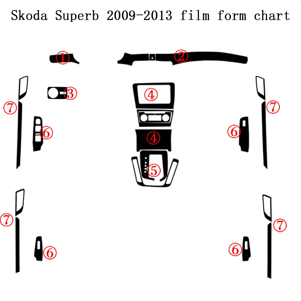 

Стайлинг автомобиля 3D 5D углеродное волокно Автомобильный интерьер центральная консоль изменение цвета молдинг наклейки для Skoda Superb 2009-2013