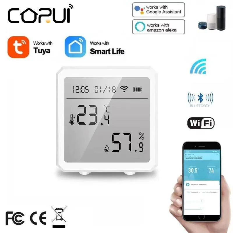 CoRui Tuya WIFI Temperature Humidity Sensor Indoor Hygrometer Thermometer Detector Smart Life Remote Control Alexa Google Home
CoRui Tuya WIFI Temperature Humidity Sensor Indoor Hygrometer Thermometer Detector Smart Life Remote Control Alexa Google Home