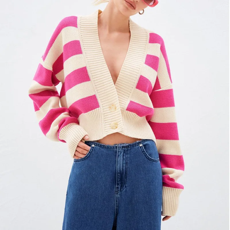 Striped Sweater Kintted Women V-neck Off Shoulder Cardigan Pullovers Spring Autumn Jumper Y2k Top Crochet Jumper Cardigans
Striped Sweater Kintted Women V-neck Off Shoulder Cardigan Pullovers Spring Autumn Jumper Y2k Top Crochet Jumper Cardigans