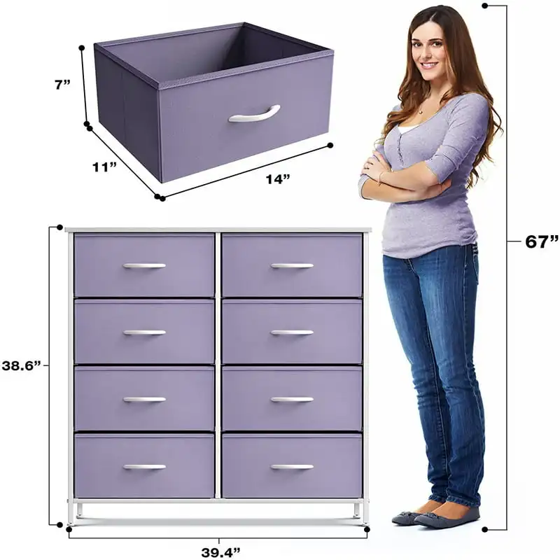 Dresser with 8 Fabric Bin Drawers - Pastel Color Furniture Storage Chest - Bedroom, Closet, and Toys Organizer - Purple Shower m
Dresser with 8 Fabric Bin Drawers - Pastel Color Furniture Storage Chest - Bedroom, Closet, and Toys Organizer - Purple Shower m