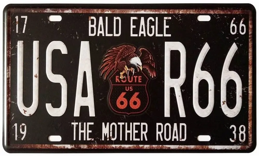 Vintage Bald Eagle Metal Sign for Home Garage Bar Decor 12" x 6" (USA Route 66 The Mother Road)
Vintage Bald Eagle Metal Sign for Home Garage Bar Decor 12" x 6" (USA Route 66 The Mother Road)