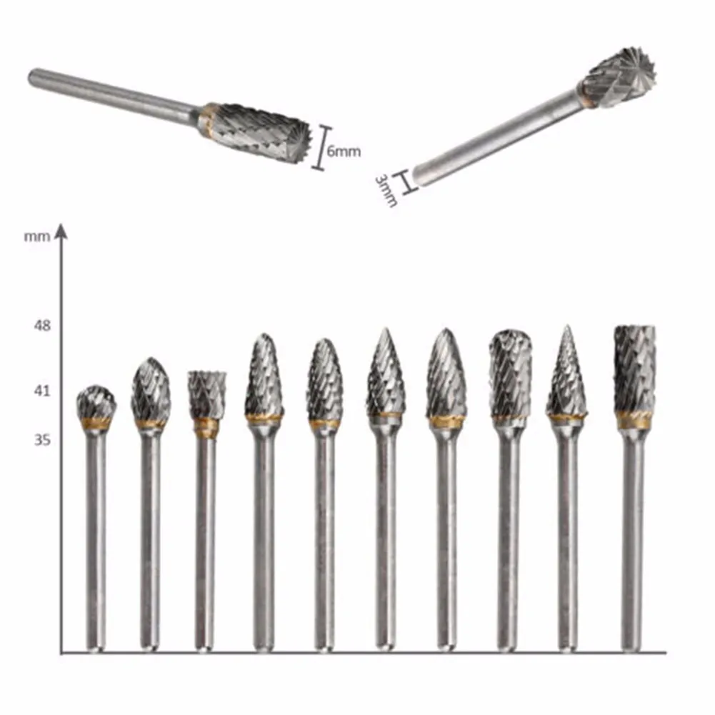 10pcs Tungsten Carbide Rotary Burr Drill Bits Milling Cutter Rotary Tool Burr For Metal Wood Electric Grinding Rotary Drill
10pcs Tungsten Carbide Rotary Burr Drill Bits Milling Cutter Rotary Tool Burr For Metal Wood Electric Grinding Rotary Drill