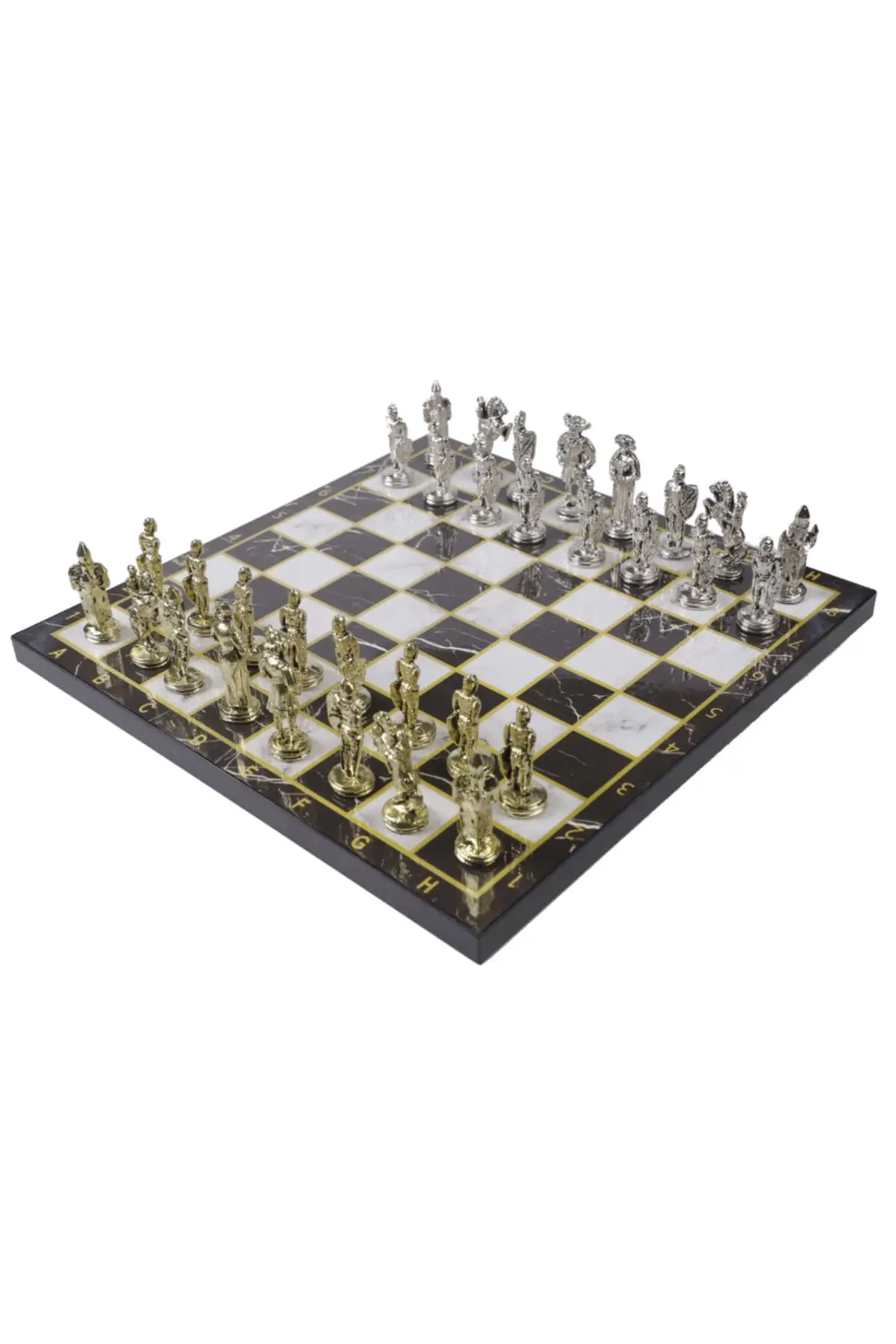 ESING4 Luxury Metal Chess Set Chrome Plated British Knight Army & Black Marble Pattern Board
ESING4 Luxury Metal Chess Set Chrome Plated British Knight Army & Black Marble Pattern Board