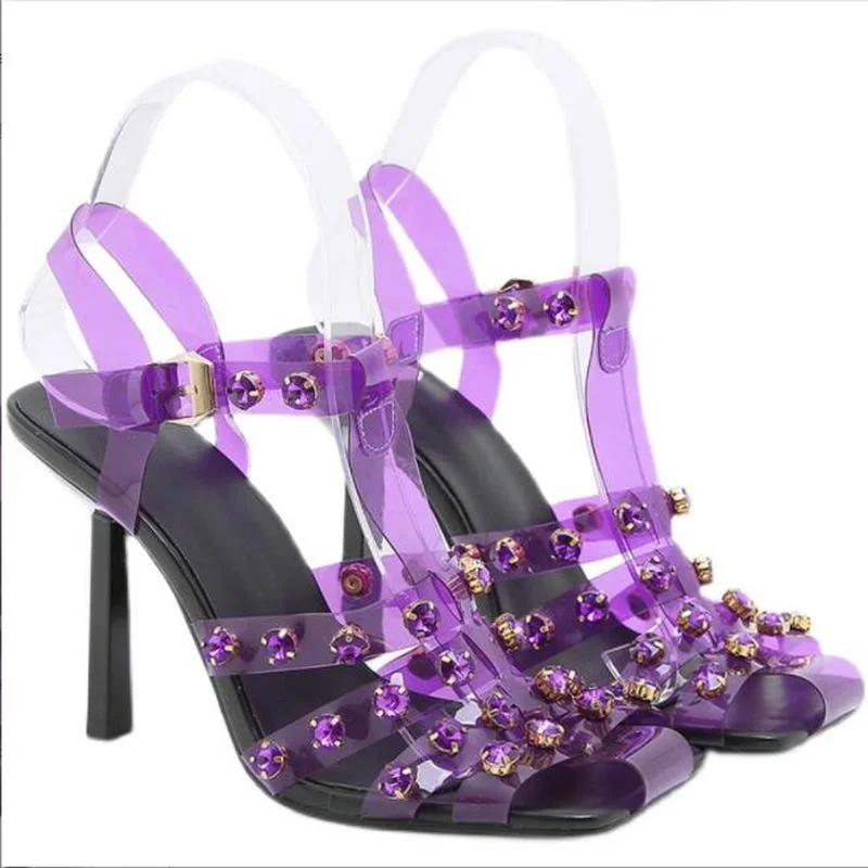 Sexy PVC Transparent Fashion Crystal Rivet Ankle Buckle Strap Sandals Women Summer Square Toe Clear Heels Party Shoes for women
Sexy PVC Transparent Fashion Crystal Rivet Ankle Buckle Strap Sandals Women Summer Square Toe Clear Heels Party Shoes for women