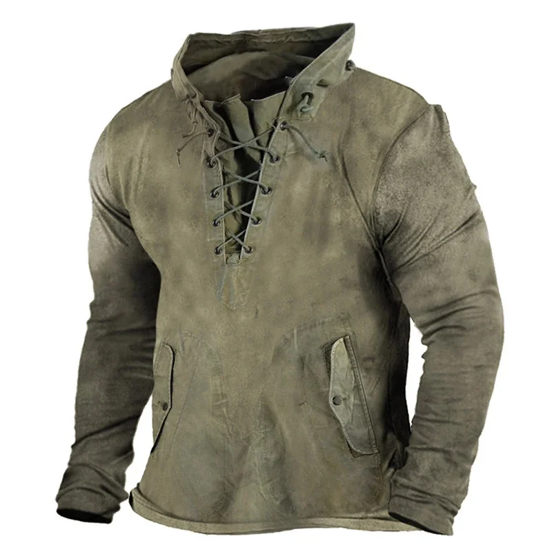 Men's Summer Tactical Long-sleeved T-shirt Outdoor Retro Lace-up Hooded Cool Top Plus Size Solid Color Hiking Fishing Hoodie Man
Men's Summer Tactical Long-sleeved T-shirt Outdoor Retro Lace-up Hooded Cool Top Plus Size Solid Color Hiking Fishing Hoodie Man