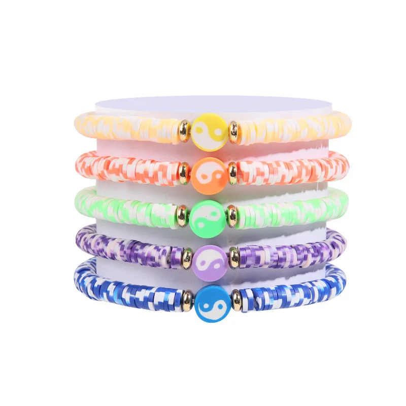 5Pcs/Set Bohemian Colorful Tai Chi Soft Clay Bracelets for Women Fashion Simple Handmade Elastic Bracelet Vacation Jewelry Gift 
5Pcs/Set Bohemian Colorful Tai Chi Soft Clay Bracelets for Women Fashion Simple Handmade Elastic Bracelet Vacation Jewelry Gift