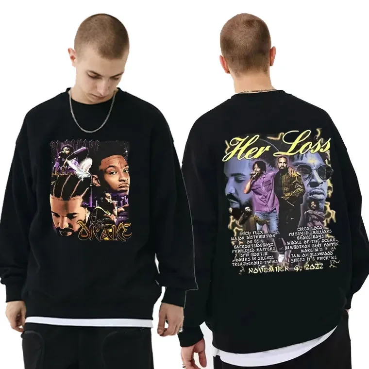 

Hip Hop Rapper Drake Boys Men Women Fashion Oversized Hip Hop Pullover Her Loss Music Album Graphic Sweatshirt Male Streetwear