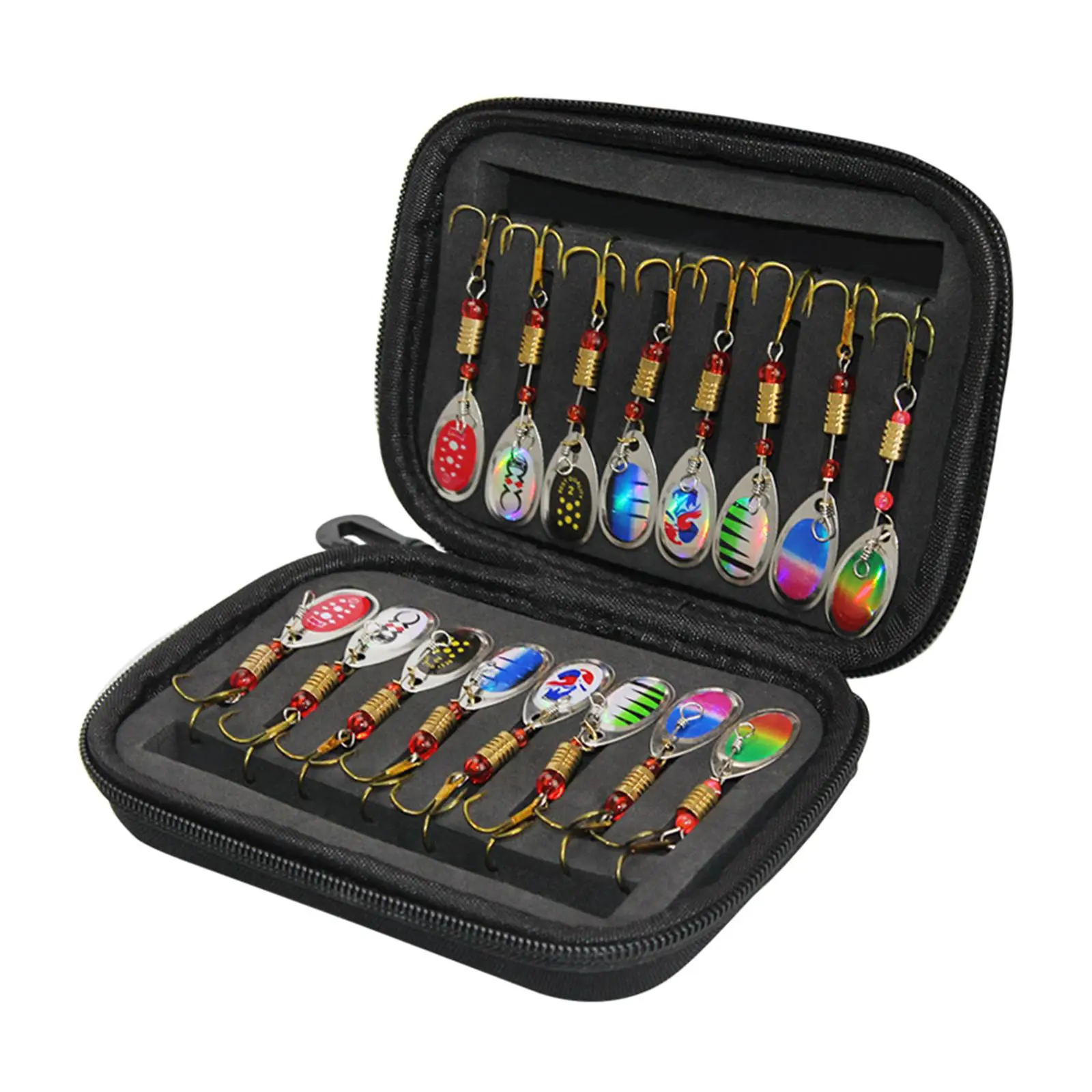Portable Set of 16 Fishing Spinner Baits with , for Bass Trout Salmon Swivel Sequins for Hobbyists Zipper Case
Portable Set of 16 Fishing Spinner Baits with , for Bass Trout Salmon Swivel Sequins for Hobbyists Zipper Case