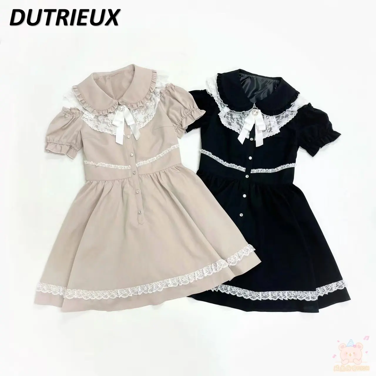 Spring Summer SC Dress Japanese Style New Vintage Short Sleeve Dress for Women Lace Patchwork Cold-Shoulder Bow Rojita Dress
Spring Summer SC Dress Japanese Style New Vintage Short Sleeve Dress for Women Lace Patchwork Cold-Shoulder Bow Rojita Dress