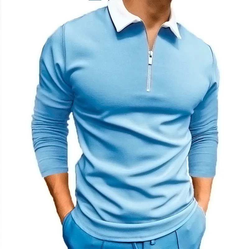 Men's Long Sleeve Polo T Shirts Casual Half Zipper Design Tops Spring Autumn Patchwork Collar Fashion Polo T-shirt Men MY907
Men's Long Sleeve Polo T Shirts Casual Half Zipper Design Tops Spring Autumn Patchwork Collar Fashion Polo T-shirt Men MY907