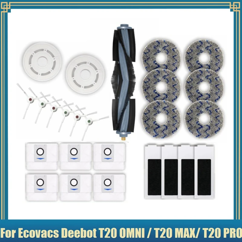 For Ecovacs Deebot T20 OMNI T20 Pro / T20 Max Robot Vacuum Accessories Parts Main Side Brush Mop Cloth HEPA Filter Dust Bag
For Ecovacs Deebot T20 OMNI T20 Pro / T20 Max Robot Vacuum Accessories Parts Main Side Brush Mop Cloth HEPA Filter Dust Bag