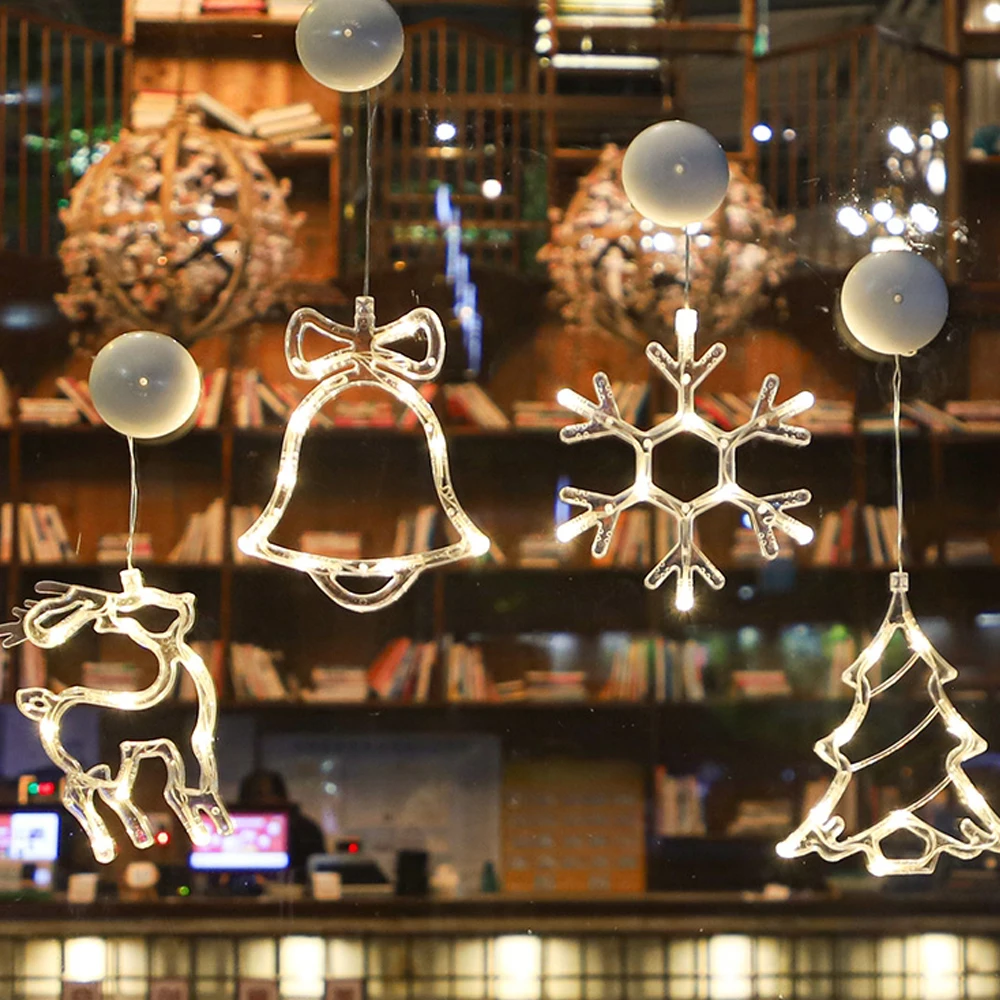 Christmas LED Sucker Light Window Ornaments Lamp Snowflake Santa Deer Bell Hanging Sucker Lamp Navidad 2023 New Year Home Decor 
Christmas LED Sucker Light Window Ornaments Lamp Snowflake Santa Deer Bell Hanging Sucker Lamp Navidad 2023 New Year Home Decor