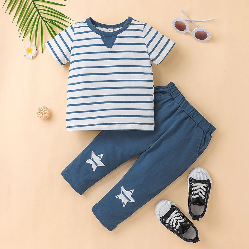 Suit For Kid Newborn Boy 0 - 24 Months Striped Short Sleeve T-shirt And Long Pants Summer Outfit Toddler Infant Clothing Set
Suit For Kid Newborn Boy 0 - 24 Months Striped Short Sleeve T-shirt And Long Pants Summer Outfit Toddler Infant Clothing Set