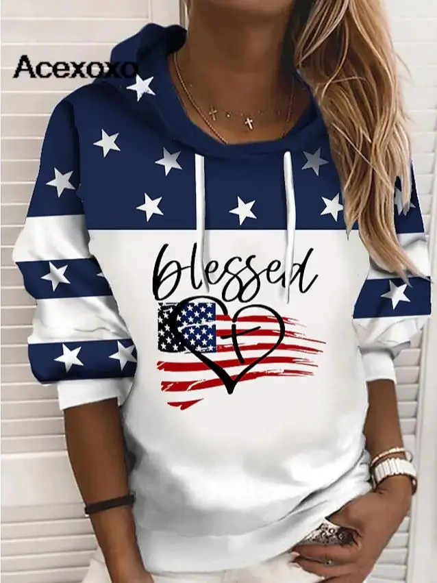 Europe and the United States women's autumn and winter hot selling letter star flag printed casual hoodie sweatshirt 
Europe and the United States women's autumn and winter hot selling letter star flag printed casual hoodie sweatshirt