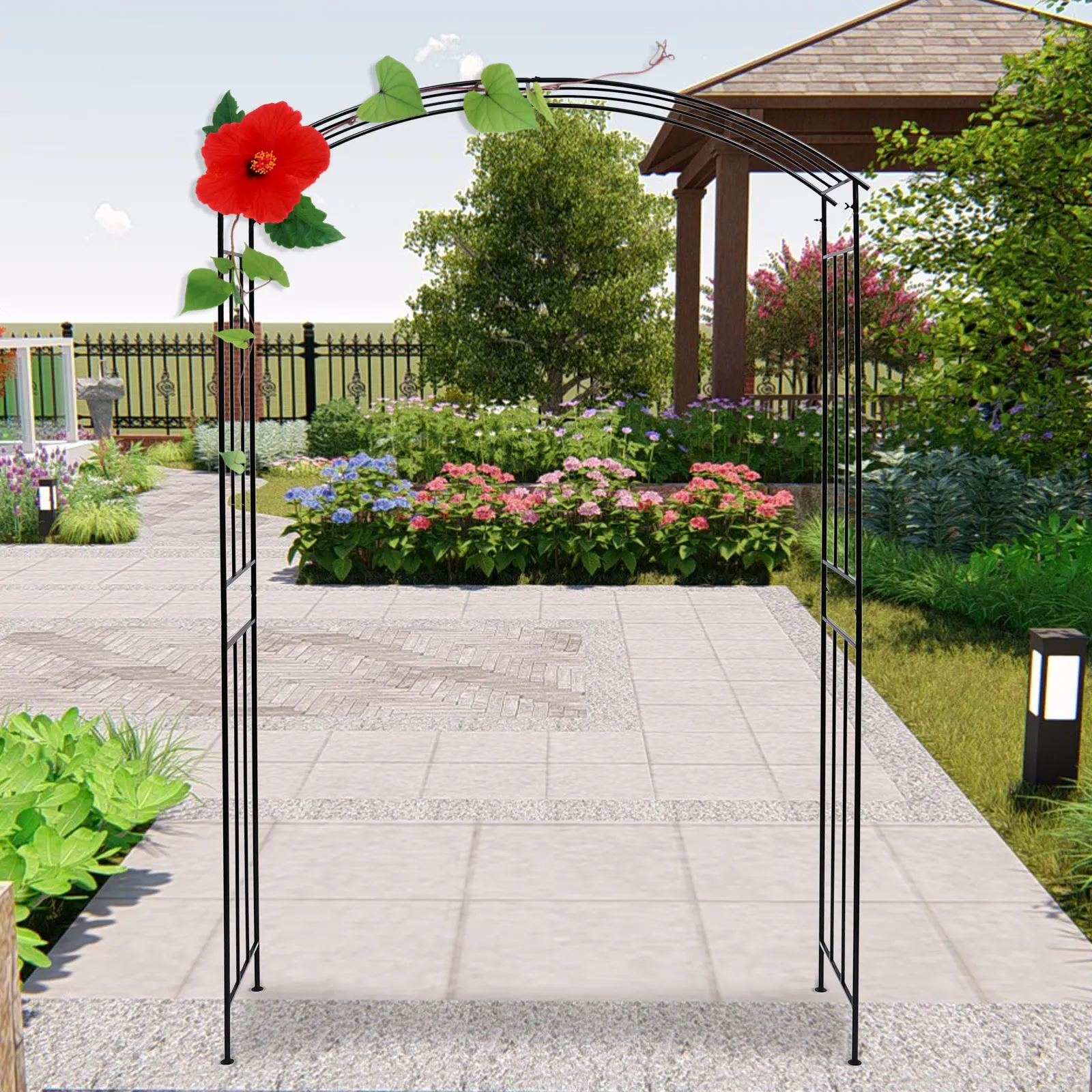 138*38*230cm Wedding Arch Metal Garden Arbor Archway For Climbing Plant Outdoor Wedding Party Black
138*38*230cm Wedding Arch Metal Garden Arbor Archway For Climbing Plant Outdoor Wedding Party Black