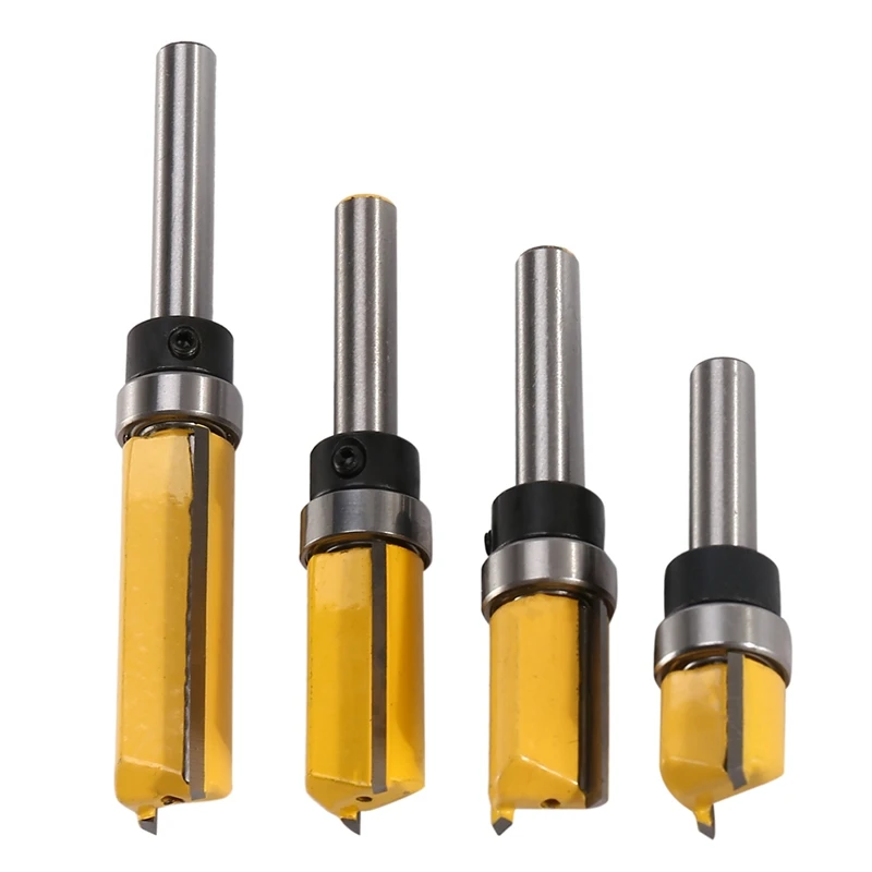 4Pcs Flush Trim Router Bits Top Bearing Router Bit 1/4 inch Shank Straight Pattern Template Router Bit Wood Milling Cutter Tool
4Pcs Flush Trim Router Bits Top Bearing Router Bit 1/4 inch Shank Straight Pattern Template Router Bit Wood Milling Cutter Tool