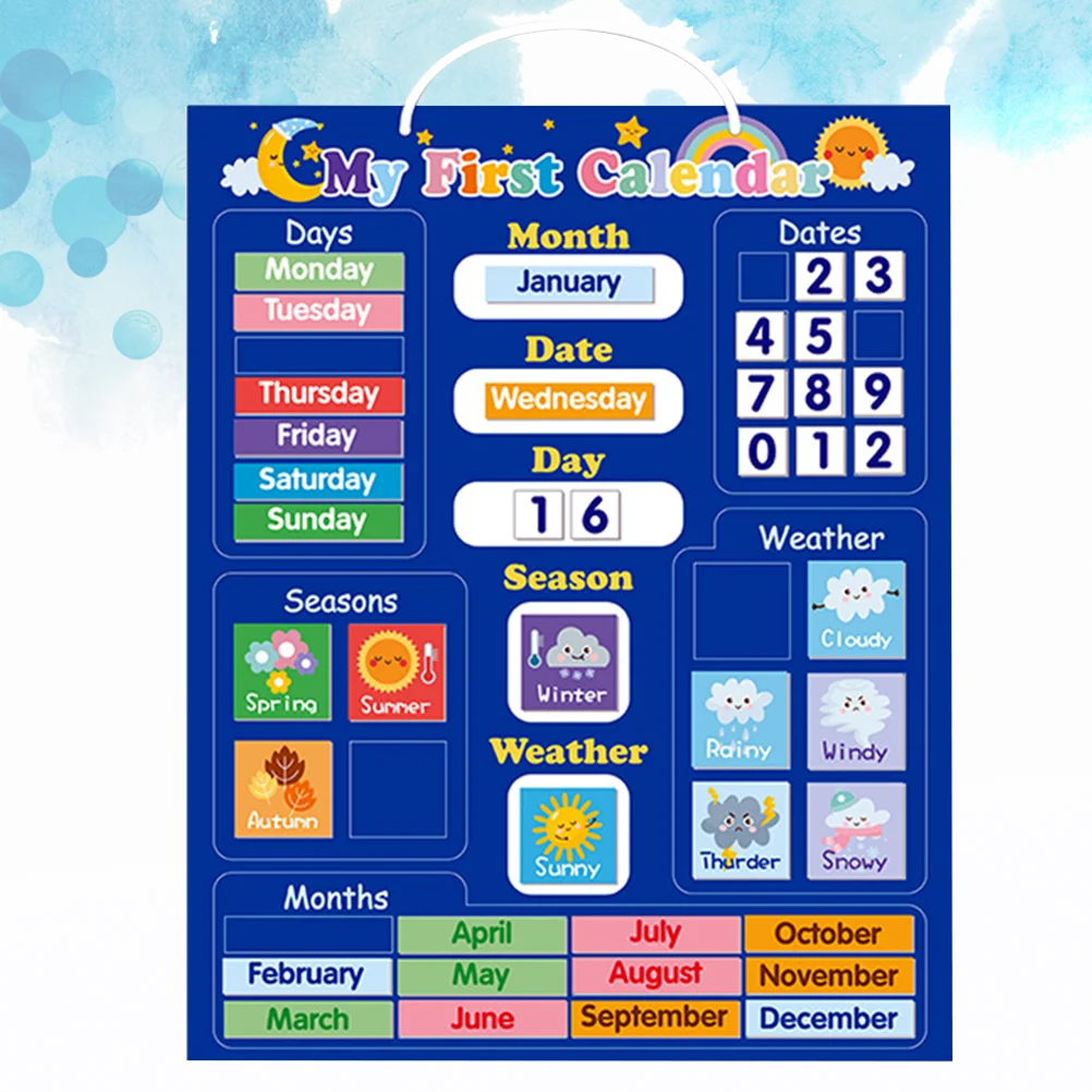 

Calendar Classroom Chart Pocket Plate Weather Learning Early Educational Seasons English Preschool Board Toddler Cognitive Toy