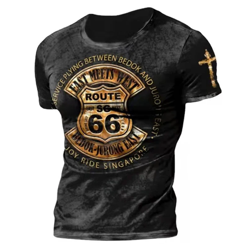 Summer Men's Sports T-shirt Fashion Route 66 Print Male Short Sleeve Retro Style Streetwear Top Oversized O-neck Tees
Summer Men's Sports T-shirt Fashion Route 66 Print Male Short Sleeve Retro Style Streetwear Top Oversized O-neck Tees