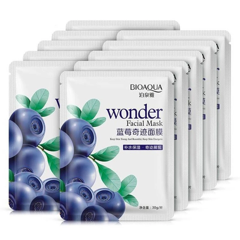 10Pcs/Lot Bioaqua Blueberry Face Mask Moisturizing Oil Control Sheet Wrapped Facial Masks Beauty Skin Care Korean Cosmetics
10Pcs/Lot Bioaqua Blueberry Face Mask Moisturizing Oil Control Sheet Wrapped Facial Masks Beauty Skin Care Korean Cosmetics